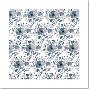 Watercolor poppies bouquet pattern  - neutral Posters and Art